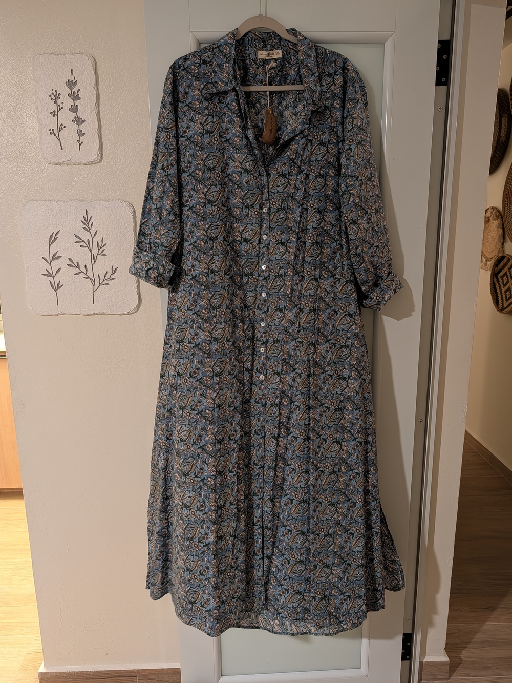 NATURAL LIFE Blue Floral Maxi Shirt Dress